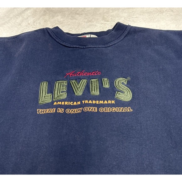 Vintage Levi's Jeans Blue Embroidered Women's Crewneck Sweatshirt Size Large - Picture 2 of 10